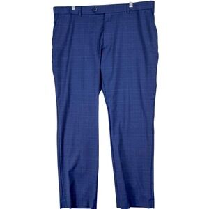 Tommy Hilfiger Suit Dress Pants Mens 40 Blue Plaid Wool Blend Stretch 40x30